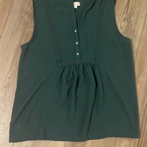 LOFT Dark Green Sleeveless Blouse